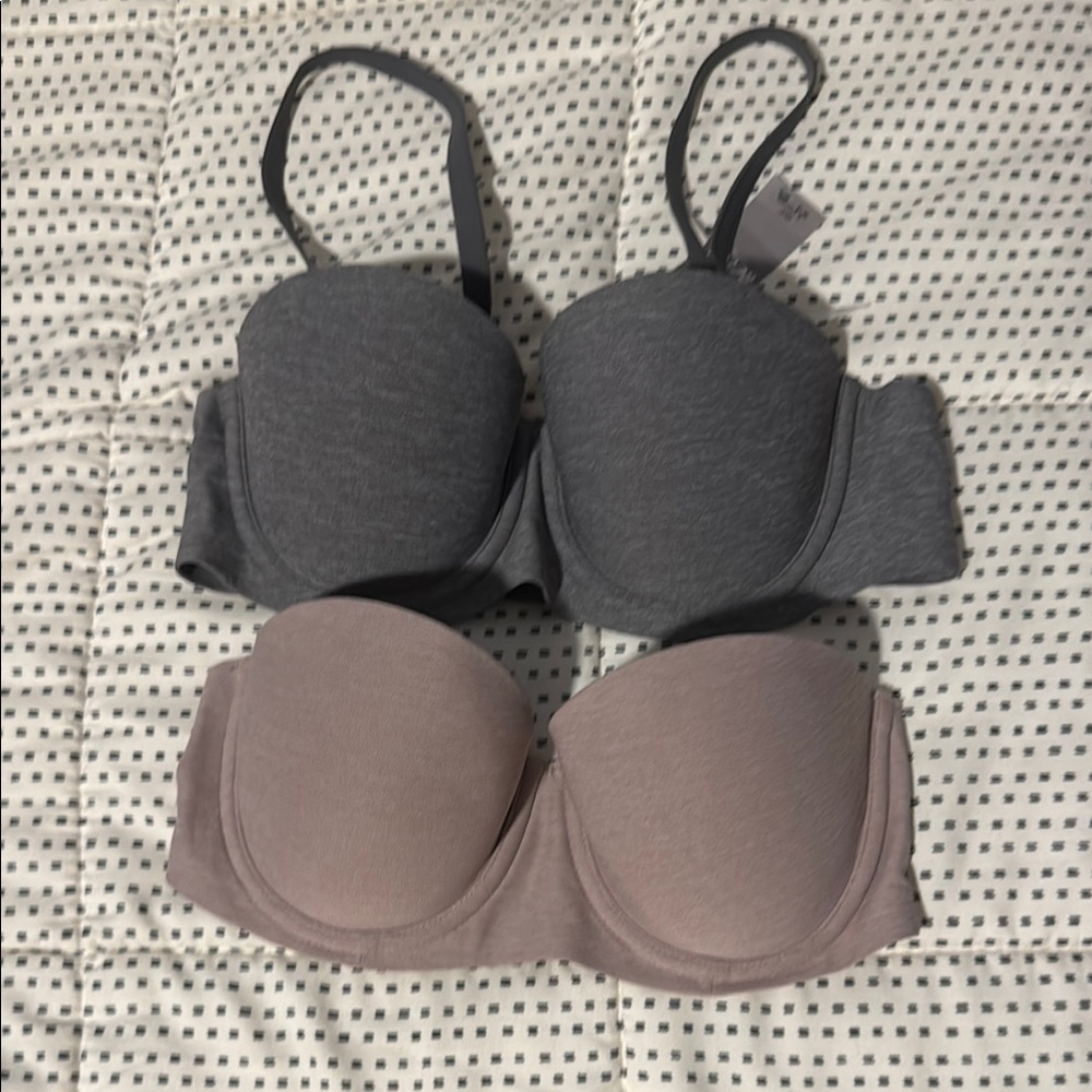 Aerie Gray and Tan Molded Cup Bra Bundle